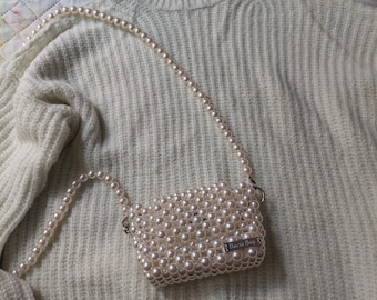 Handmade Pearl Beaded Bag: Bridal Wedding Evening Bag