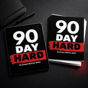 90-Day Hard Challenge Journal 2026 | Printable Fitness & Habit Tracker (PDF)