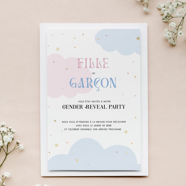 Invitation gender reveal français Etsy France