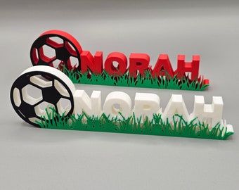 Soccer Nameplate with Grass Design - 3D Printed, Custom Soccer Gift, Free Shipping Canada, Eco-Friendly Sports Decor