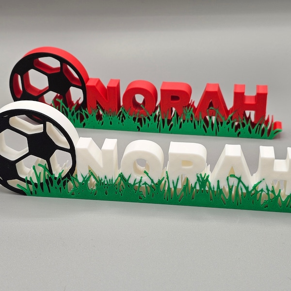 Soccer Nameplate with Grass Design - 3D Printed, Custom Soccer Gift, Free Shipping Canada, Eco-Friendly Sports Decor