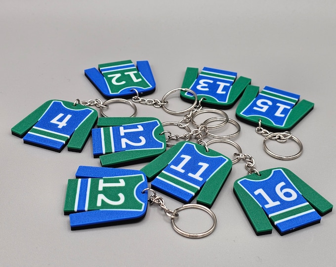 Custom 3D Printed Jersey Keychain - Personalized Sports Gift, Hockey Jersey, Custom Team Keychain, Unique Player Gift, Great for wind-ups.