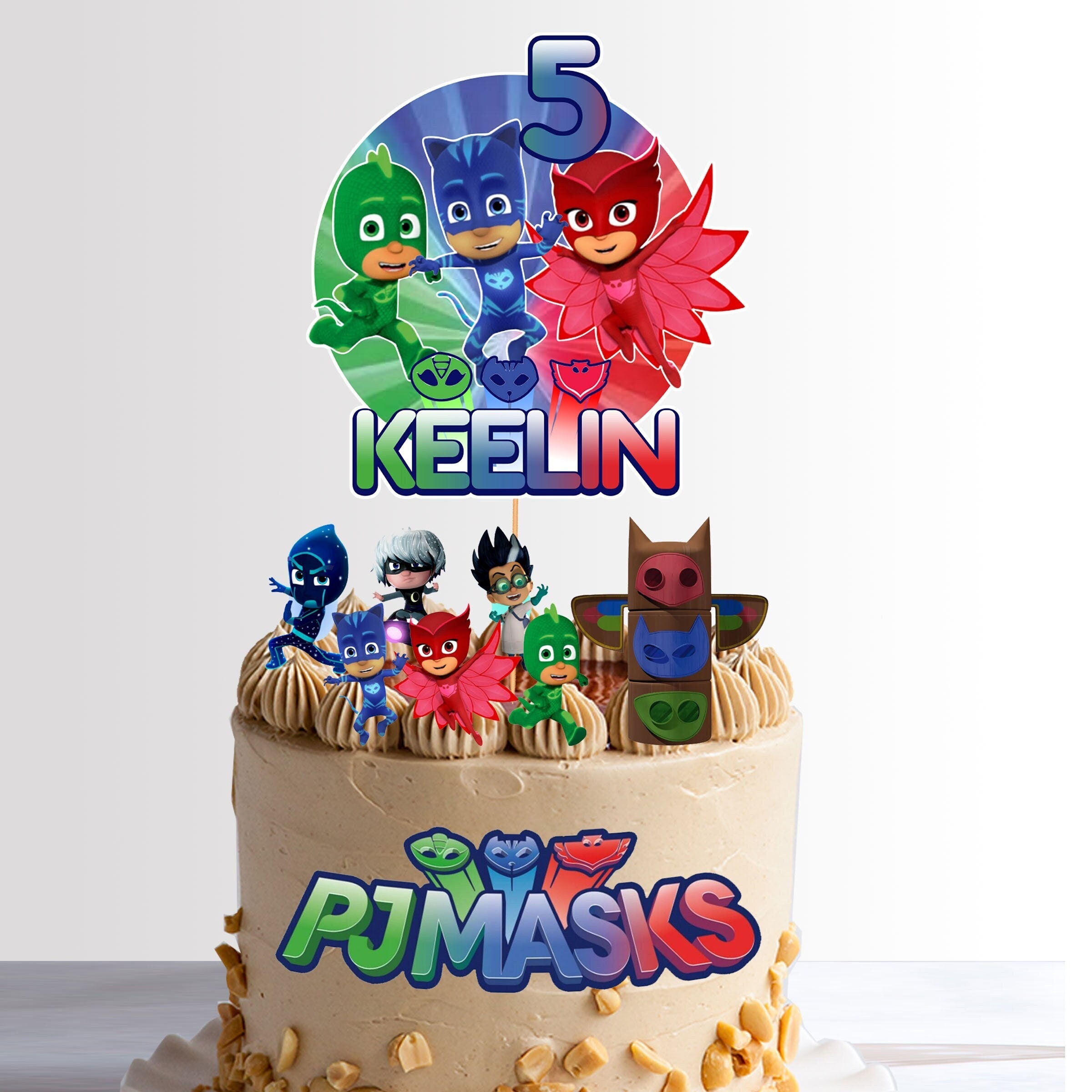 PJ Themed Happy Birthday Cake Topper With Character Digital Download - Etsy