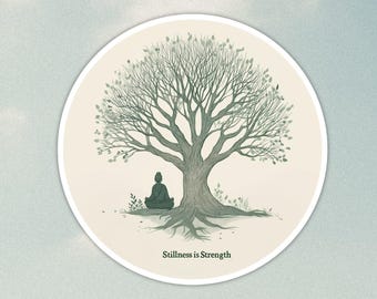 Yoga Sticker, Zen Tree Vinyl Decal for Water Bottle or Laptop