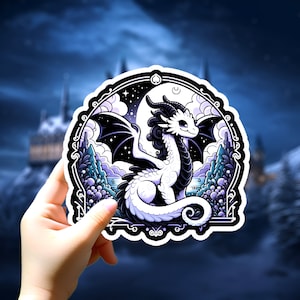 Enchanted Wizardry Night Sticker - Mystical Dragon Decal | Magical Fantasy Art for Spellbinders and Sorcery Fans |  Laptops and Journals"