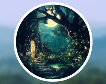Fairy Door Sticker, Enchanted Forest Fantasy Vinyl Decal for Laptop