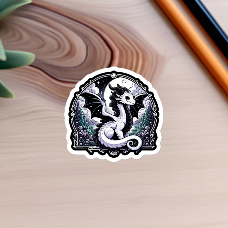 Enchanted Wizardry Night Sticker - Mystical Dragon Decal | Magical Fantasy Art for Spellbinders and Sorcery Fans |  Laptops and Journals