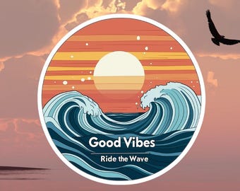 Good Vibes Autoaufkleber – Sunset, Ocean & Surf Design Für Sonnenanbeter