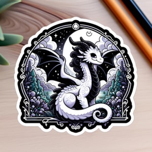 Enchanted Wizardry Night Sticker - Mystical Dragon Decal | Magical Fantasy Art for Spellbinders and Sorcery Fans |  Laptops and Journals