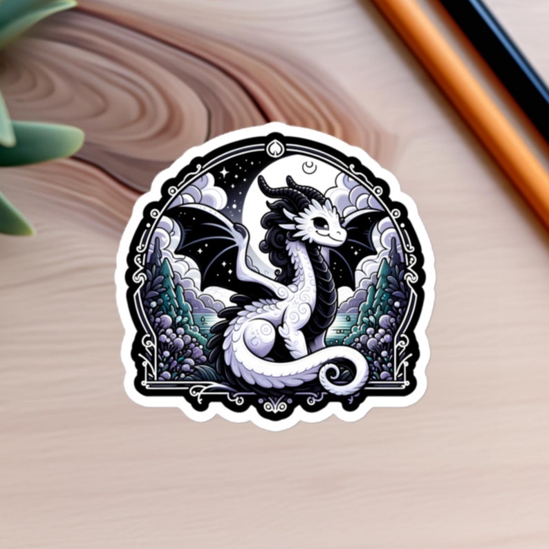 Enchanted Wizardry Night Sticker - Mystical Dragon Decal | Magical Fantasy Art for Spellbinders and Sorcery Fans |  Laptops and Journals