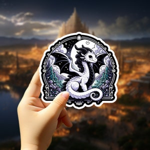 Enchanted Wizardry Night Sticker - Mystical Dragon Decal | Magical Fantasy Art for Spellbinders and Sorcery Fans |  Laptops and Journals