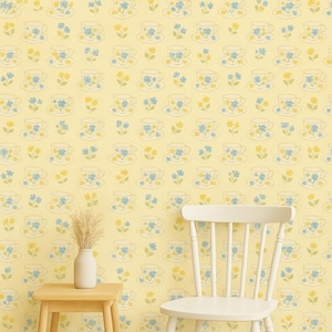 Decorazione murale stampabile con motivo floreale vintage a forma di tazza da tè – 5 misure incluse / Download digitale istantaneo per tessuto, scrapbooking, decorazione murale, carta da regalo
