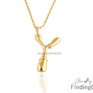 Collar con colgante de letra Y personalizado en oro para mujer - Regalo de joyería inicial chapado en oro de 18 quilates - Dije de collar con monograma personalizado