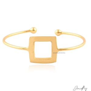 open frame cuff bracelet jewelry, simple thin adjustable bangle, gold plated 18k bracelet for her, brass plated gold bangle jewelry