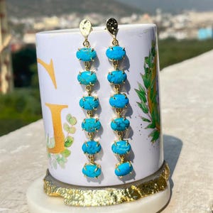 Orecchini pendenti turchesi: ottone placcato oro 18 carati, gioielli moderni e lunghi pendenti, perfetti come regalo.