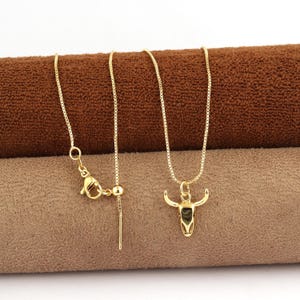 Gold Plated Bull Skull Pendant Necklace - Edgy Charm
