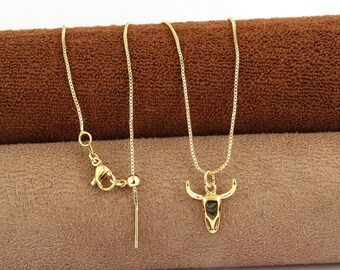 Gold Plated Bull Skull Pendant Necklace - Edgy Charm
