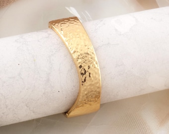 Hammered Gold Plated Bangle Bracelet: Chunky Open Cuff