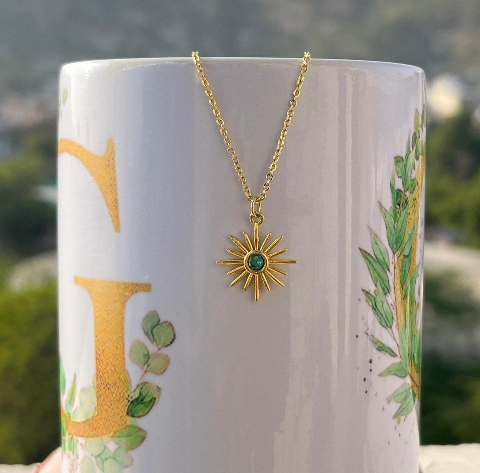 Swiss Blue Quartz North Star Layered Necklace - 18k Gold Plated Starburst Pendant Jewelry Gift