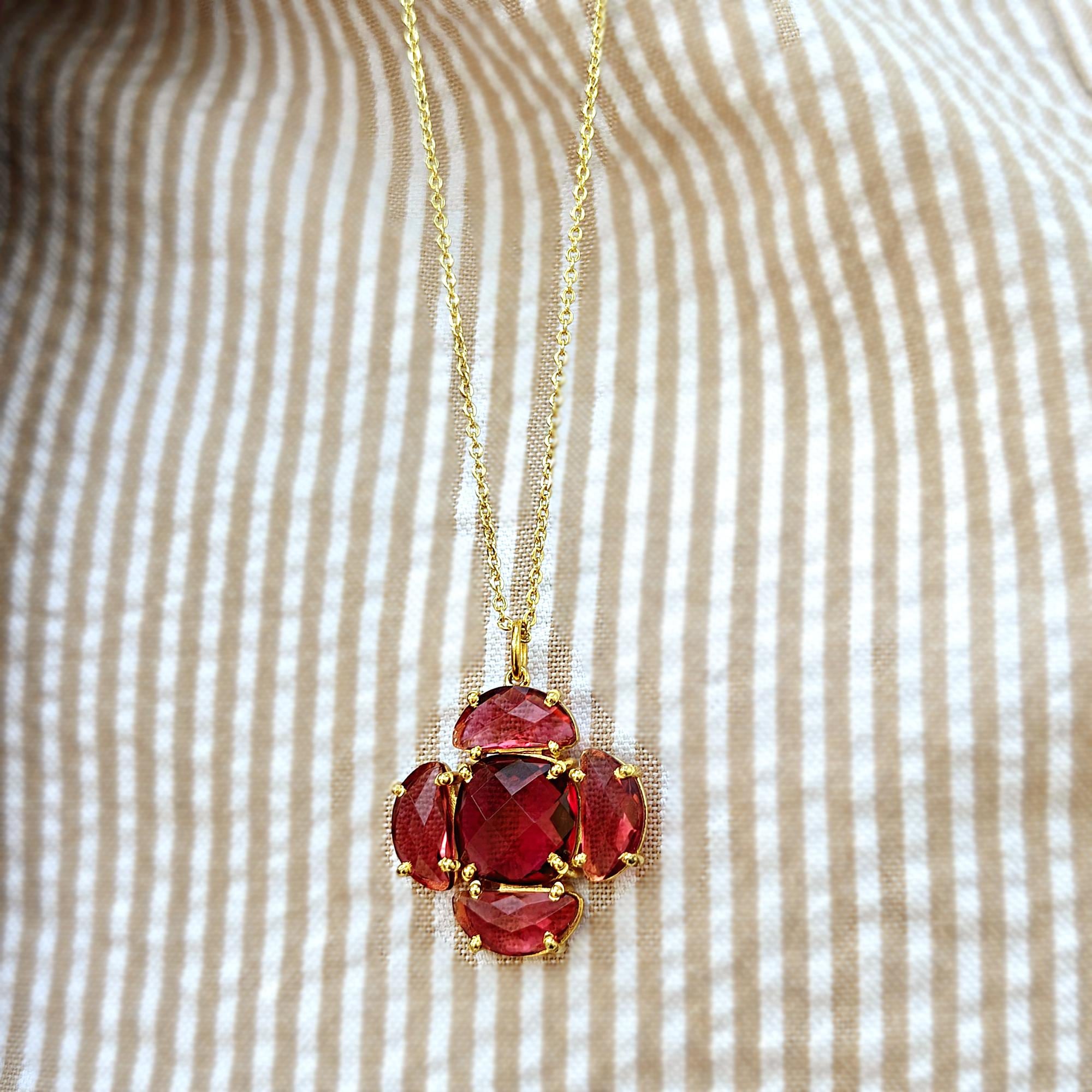 Ruby Quartz or Black Onyx Statement Necklace: Gold Gothic Cross Pendant