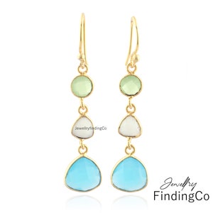 Handmade Faceted Gemstone Earrings, 18k Gold Plated Dainty Jewelry, Drop & Dangle Hook Earrings, Perfect Gift for Her, Minimalist Jewelry