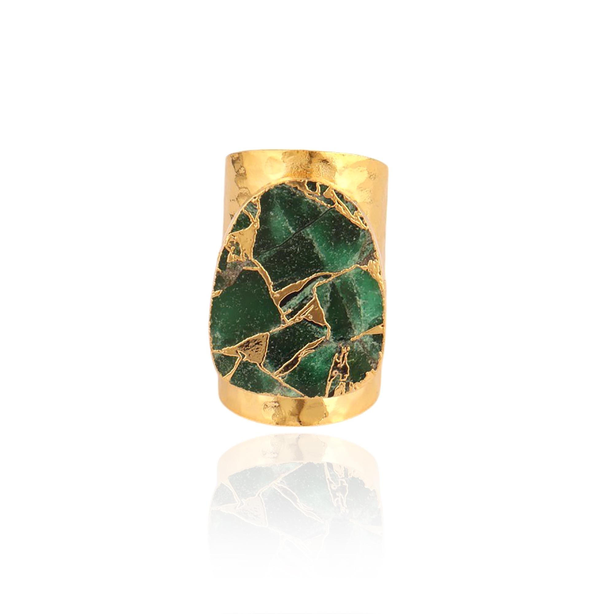Mohave Turquoise Statement Ring: Gold Plated Adjustable Wide Band