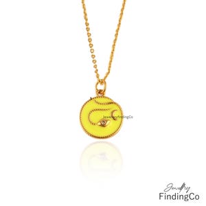 Micropave CZ Snake Charm Necklace - 18k Gold Plated Lemon Pendant - Enamel Necklace For Her - Personalized Jewelry
