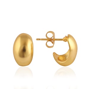 18k Gold Filled Dome Stud Earrings: Chunky Minimalist Statement