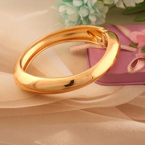 Chunky Gold-Plated Bangle Bracelets for Women, Modern Band Bracelet, Handmade Wrist Wrap Jewelry, Unique Statement Bangle for Her