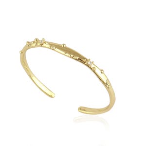 Unique Cuff Bracelet - Adjustable Open Bangle - Personalized Bracelet - Statement Jewelry - Cubic Zirconia Hand Bracelet