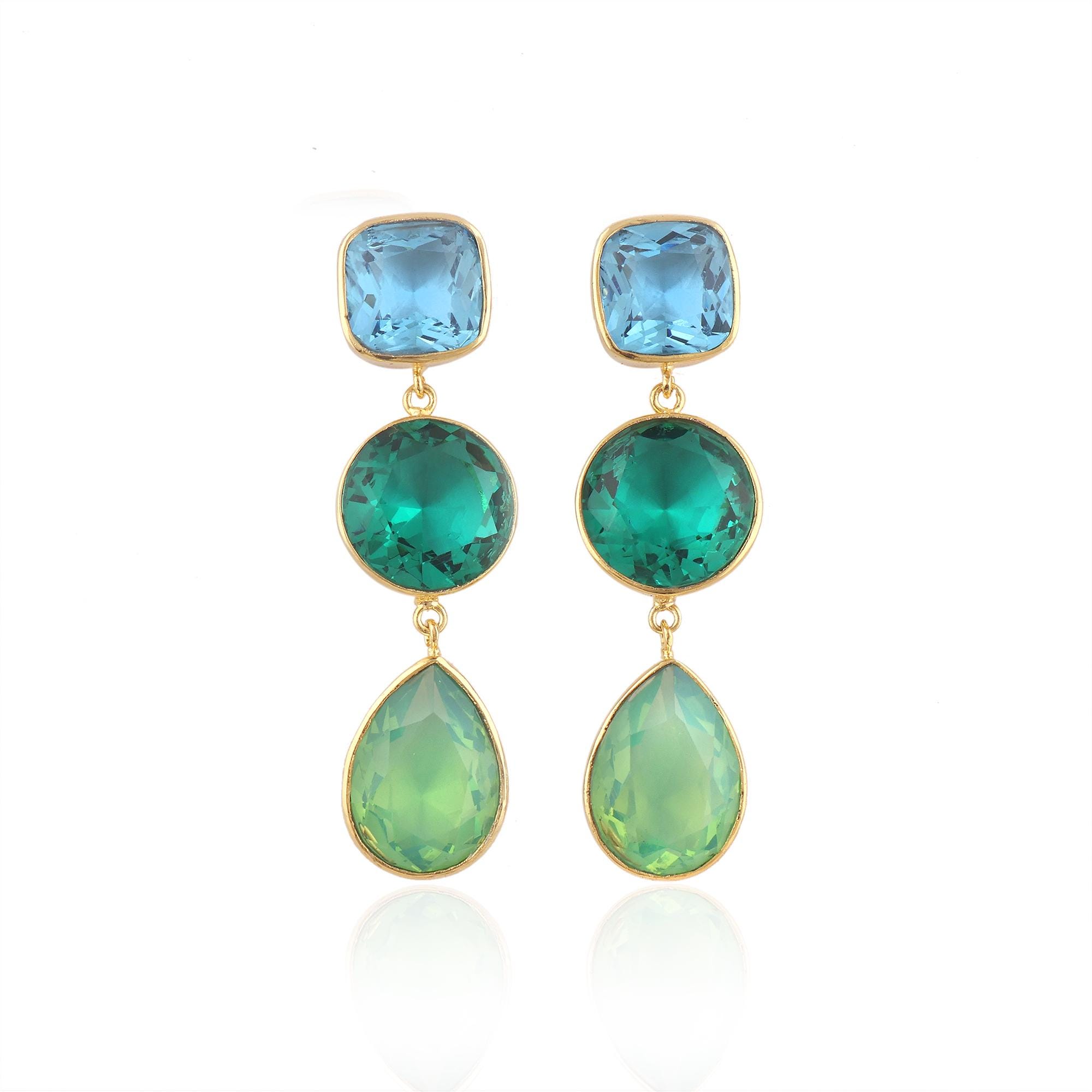 Hydro Quartz Drop Earrings - 18k Gold Boho Dangle Jewelry