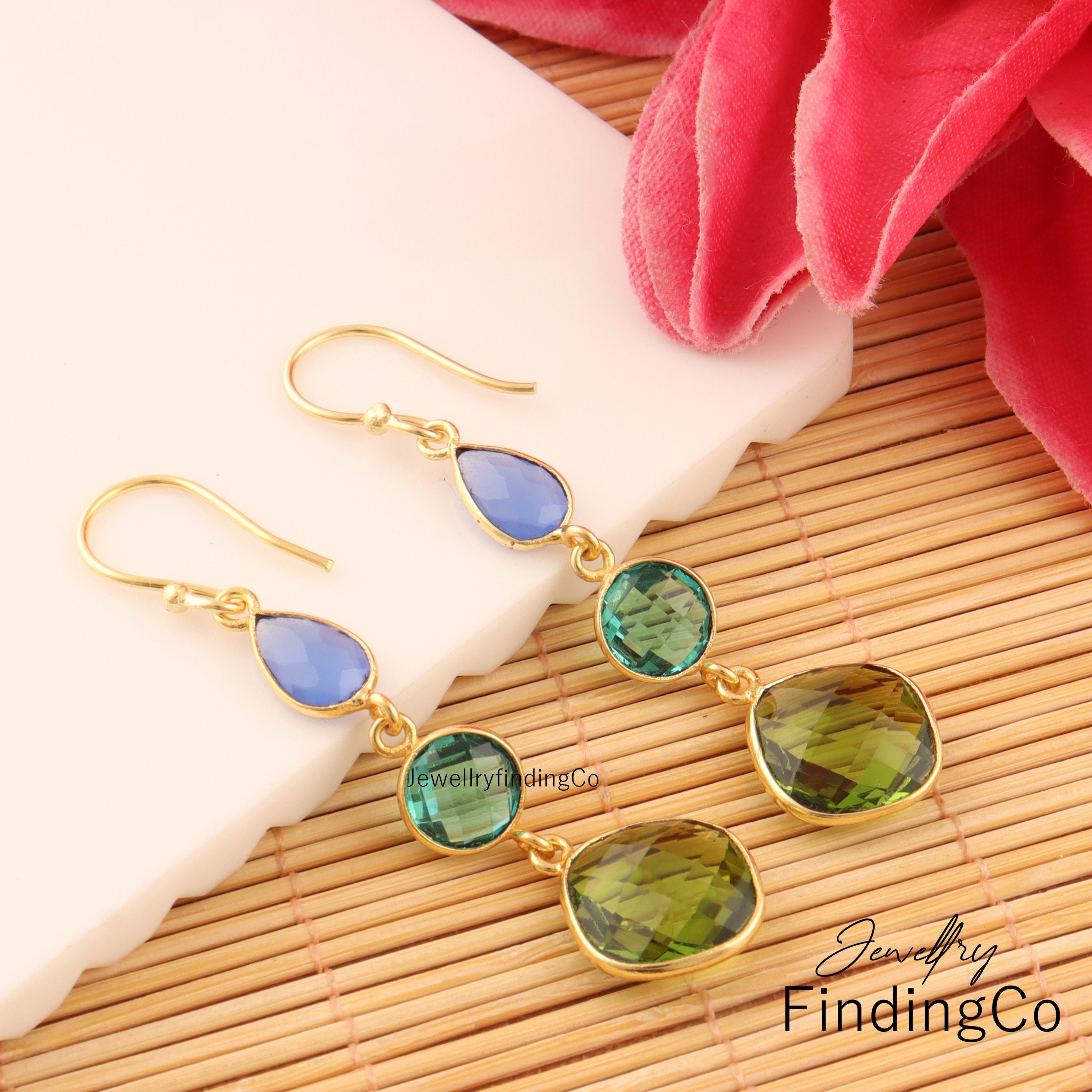 1.0 Carat Bezel-Set Two Stone Diamond Leverback Drop Earrings In Platinum - Foto 5