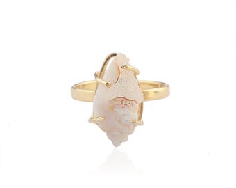 Fossil Shell Ring Beach Ring Shell Jewelry Druzy Ring Drusy  display picture 1