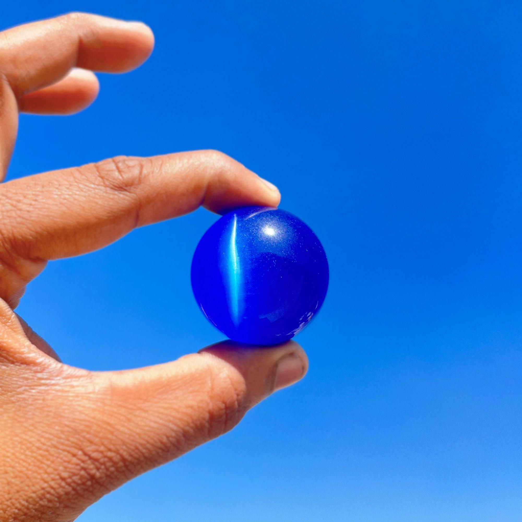 Blue Cat's Eye Crystal Sphere: Healing Reiki Stone
