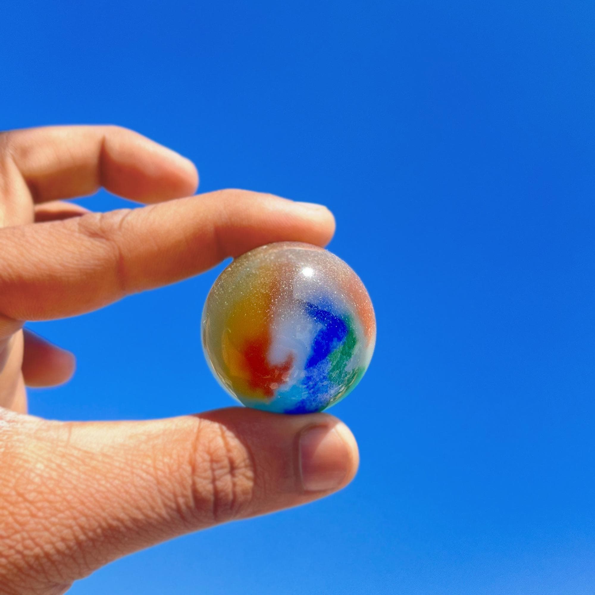 Rainbow Cat's Eye Crystal Sphere: Healing Reiki Stone