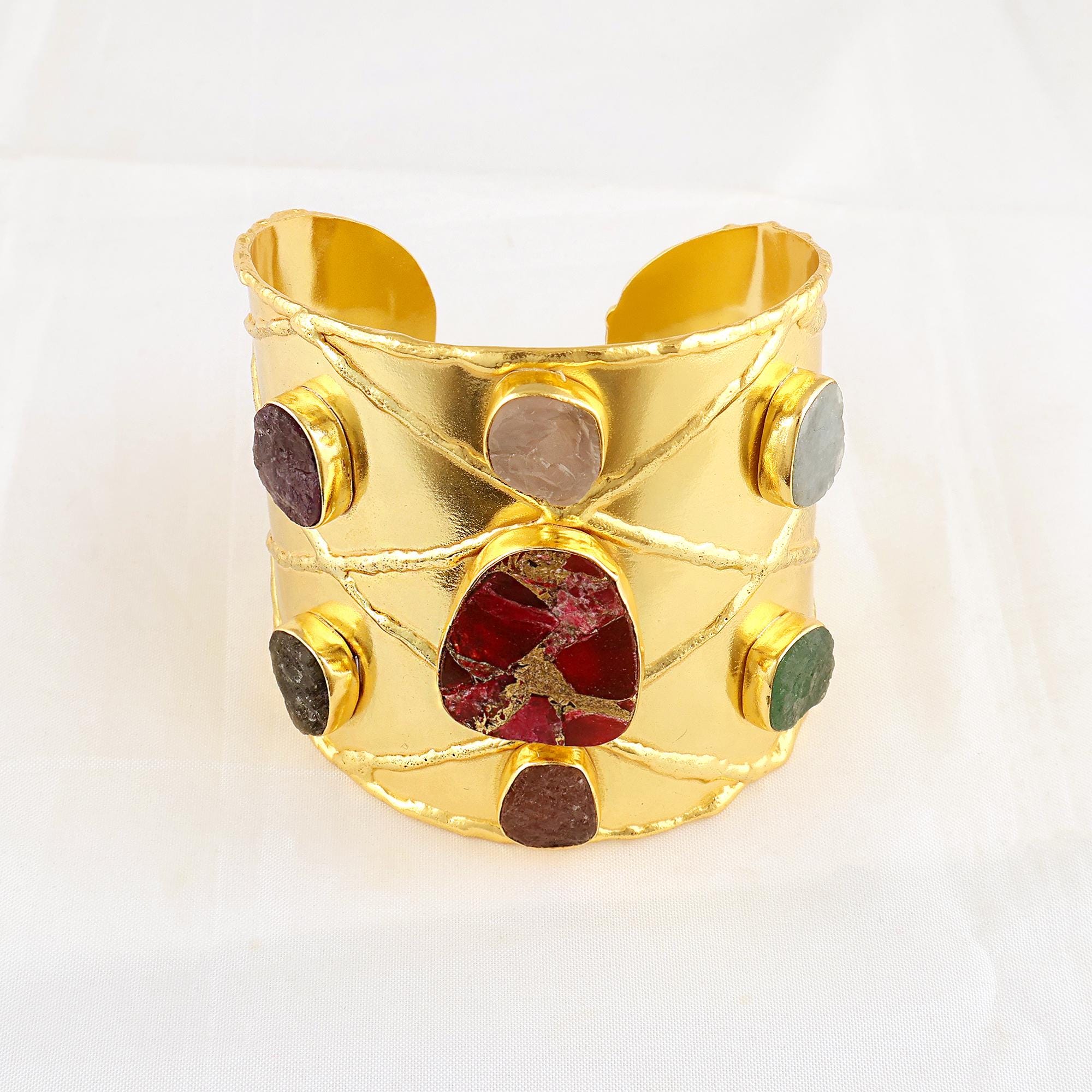 Mojave Turquoise Cuff Bracelet: 18k Gold Plated Boho Bangle
