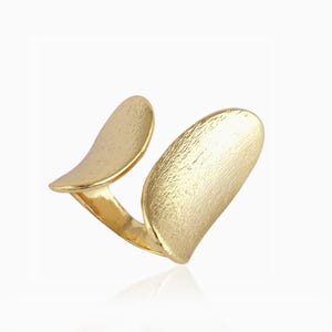 Adjustable Gold Brass Cuff Ring: Bold Statement Cocktail Ring