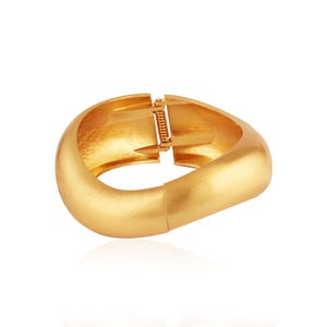 Geometric Gold Brass Bangle: Wide Silk Cuff Boho Jewelry