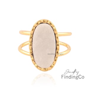 Gold Plated Agate Druzy Ring: Adjustable Dual Layer Band