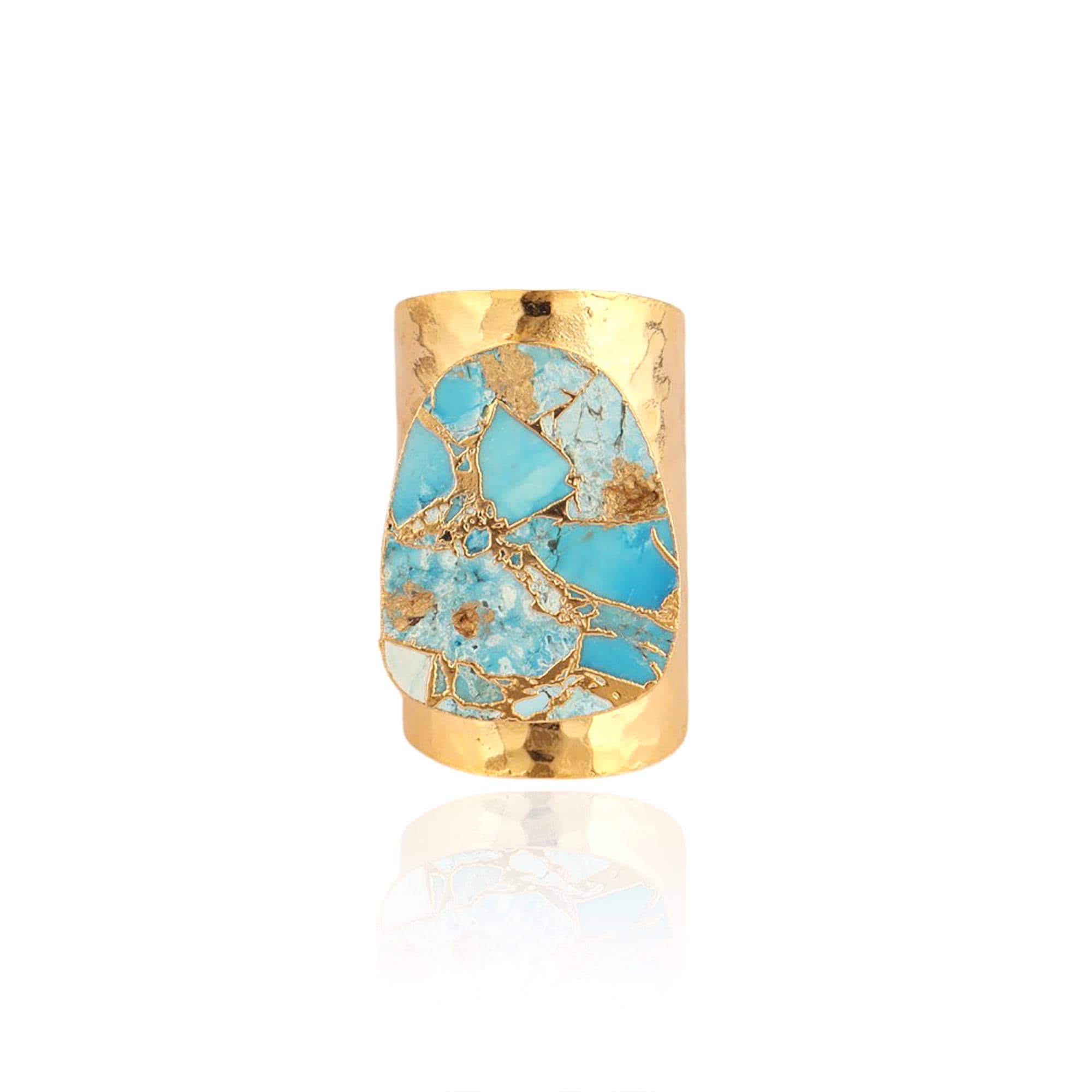 Mohave Turquoise Statement Ring: Gold Plated Adjustable Wide Band
