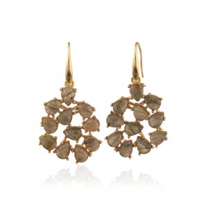 18k Gold Plated Labradorite Earrings: Teardrop Dangle Statement Earrings
