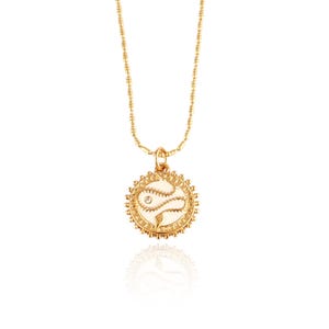 Round Enamel Snake Necklace - White Enamel Necklace - 18k Gold-Plated Snake Necklace - Unique Gift For Her