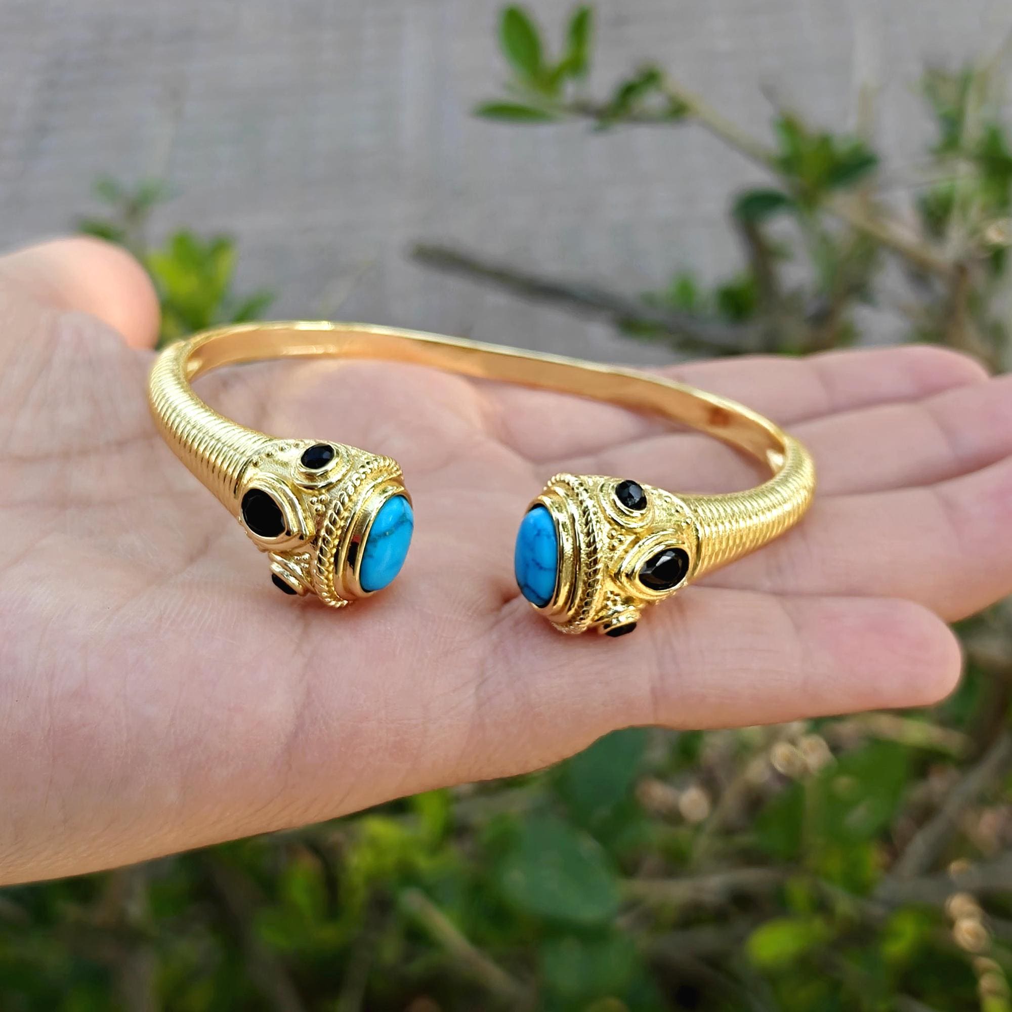 Copper Turquoise Black Onyx CZ Cuff Bracelet: Adjustable Tribal Statement Ethnic Jewelry