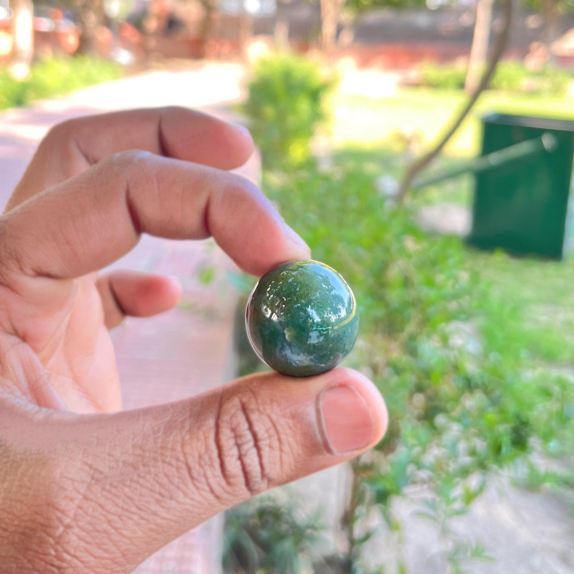 Green Agate Sphere: Chakra Reiki Meditation Stone, Home Decor