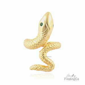 Women&#39;s Green Stone Snake Ring - Stylish Serpent Band Ring - 18k Gold Plated Snake Ring - Special Occasion Jewelry Gift - Boho Ring