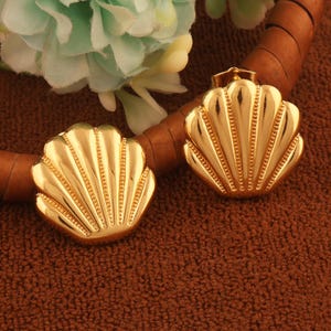 18k Gold Filled Ocean Shell Stud Earrings: Geometric Mermaid Jewelry