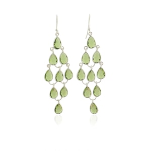 Handmade Silver Plated Peridot Earrings: Pear Shape Gemstone