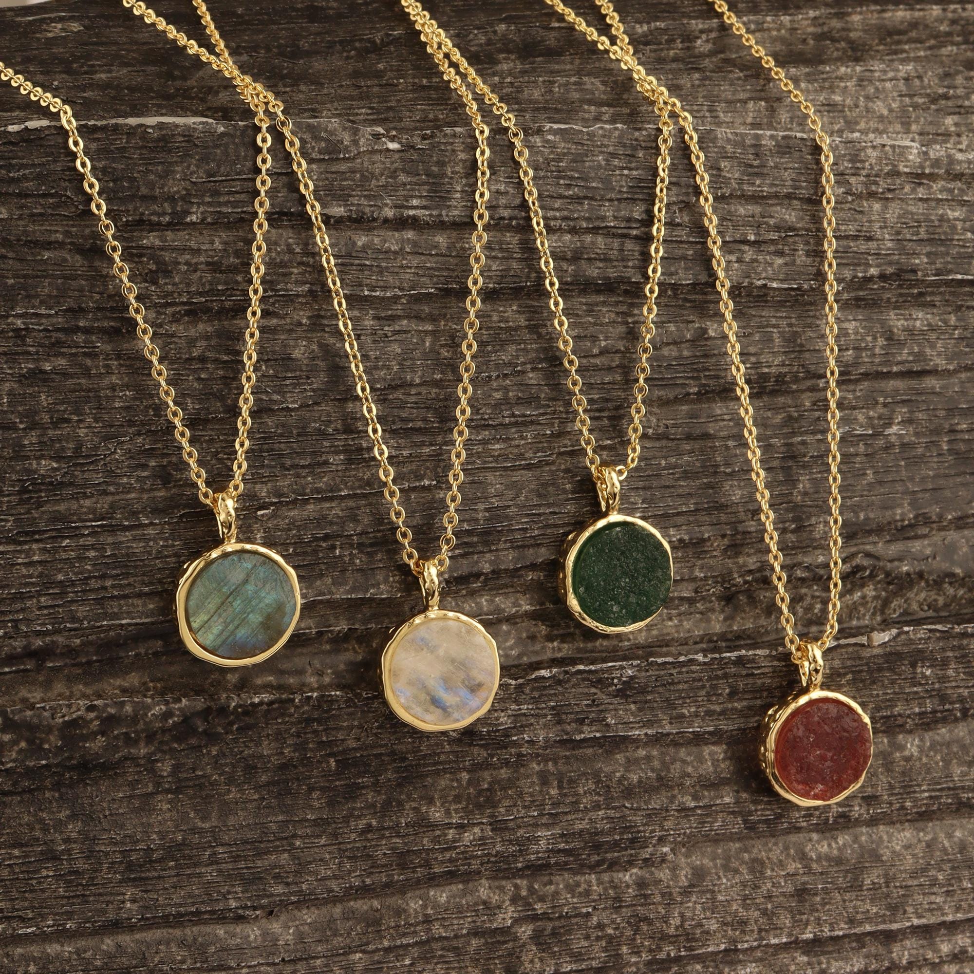Moonstone Drop Necklace: 18k Gold Plated Gemstone Pendant
