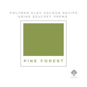 Puede incluir: Una receta de color de arcilla polimérica verde bosque de pinos para descargar digitalmente, utilizando Sculpey Premo.