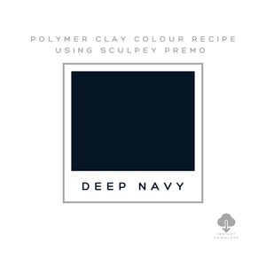 May include: A digital download recipe for making deep navy polymer clay using Sculpey Premo.